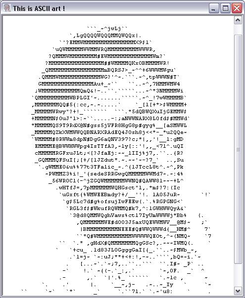ASCIIArtMaker - ascii, art, printer, pin, char, picture, eighties, signature, e-mail, logo - Generates ASCII art with any given picture.