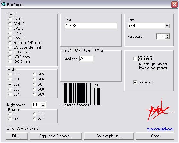screenshot of BarCode barcode, bar code, produce bar code